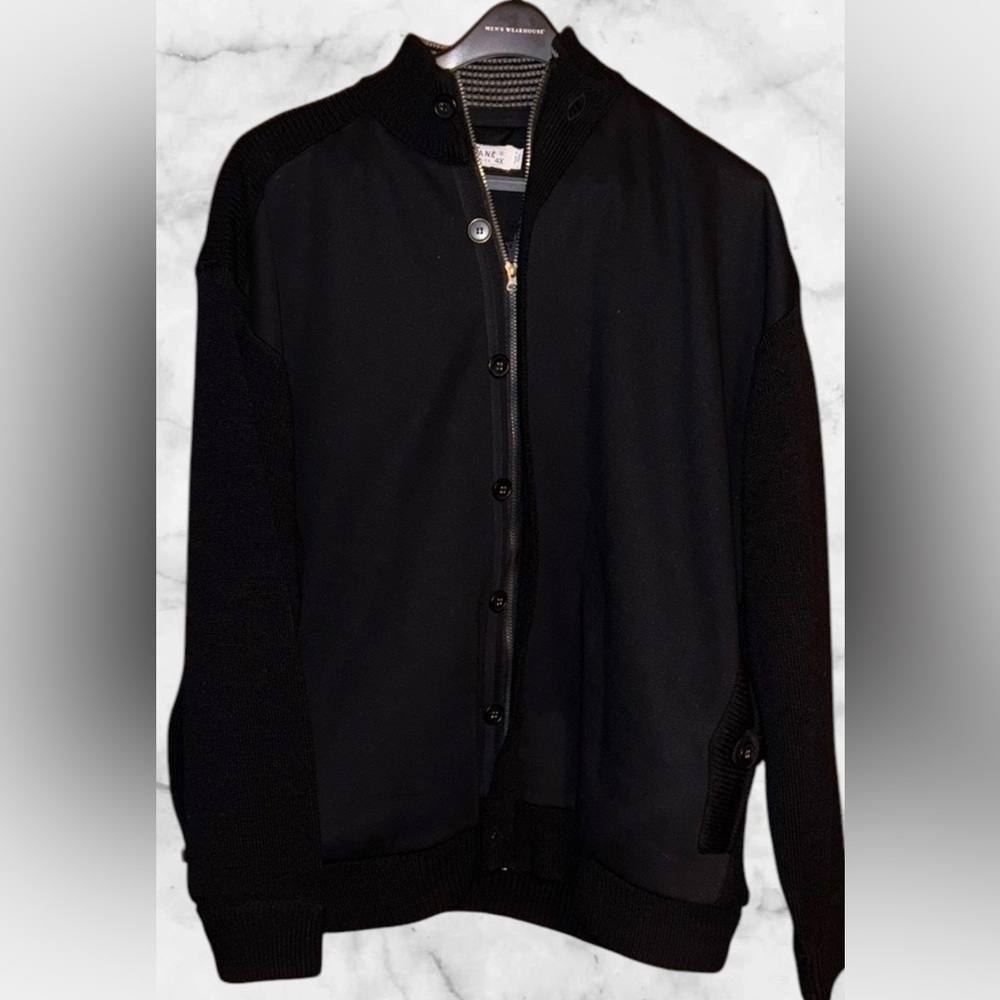 Men's LaVane New York Button Zipper sweater. Black 4X- EUC